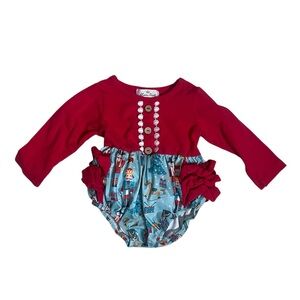 Marie Nicole Christmas holiday Ruffle butt onesie bodysuit size 12/18 months